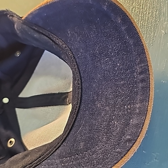 Budweiser hat, navy blue  and tan. 1999 Anheuser Bush. ADJUSTABLE - Picture 3 of 9